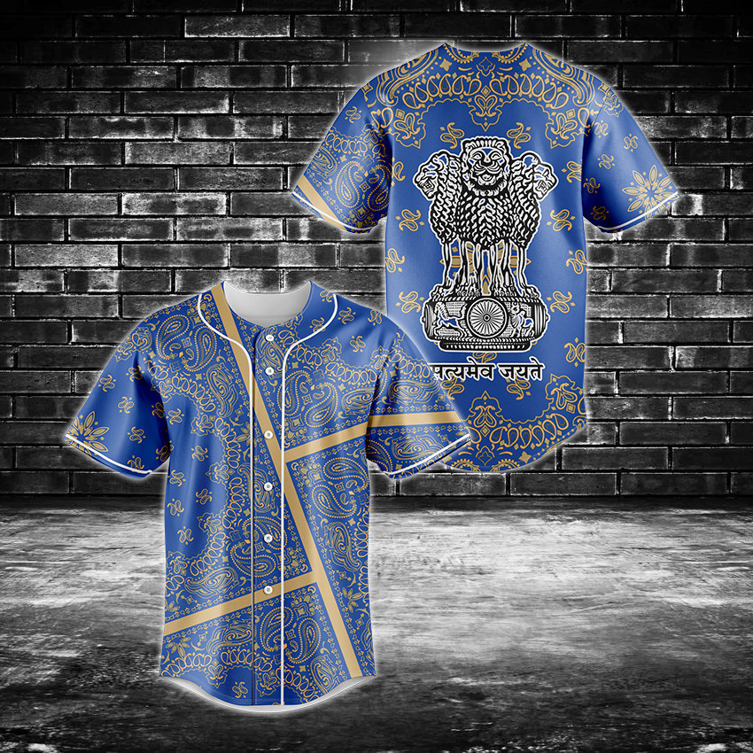 India Paisley Bandana Baseball Jersey Shirt