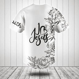 I Love Jesus Flower Black And White Baseball Jersey Shirt
