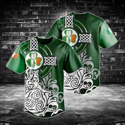 Ireland Flag Celtic Cross Baseball Jersey Shirt