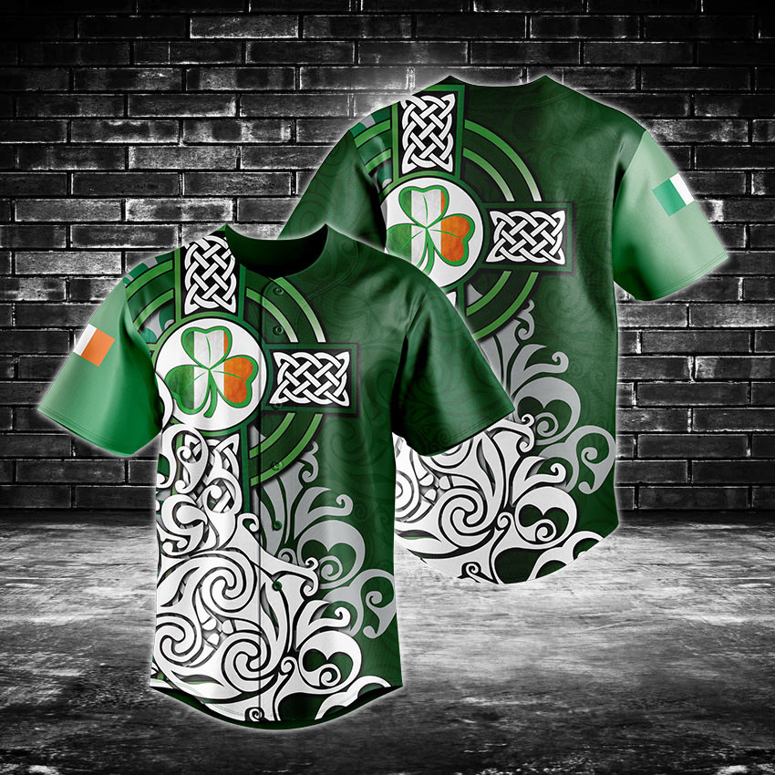 Ireland Flag Celtic Cross Baseball Jersey Shirt