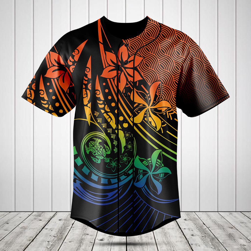 Polynesian Frangipani Flower Baseball Jersey Shirt