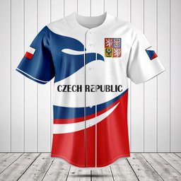 Czech Republic Flag Fire Style Baseball Jersey Shirt