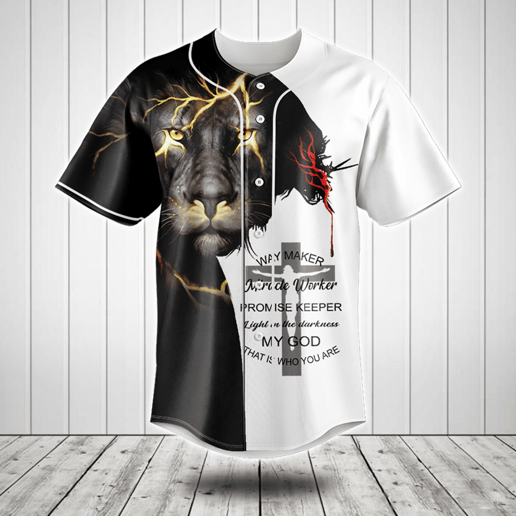 Jesus Lion Way Maker Miracle Worker Baseball Jersey Shirt
