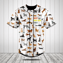 Best Dog Dad Ever Dogs Pattern Baseball Jersey Shirt
