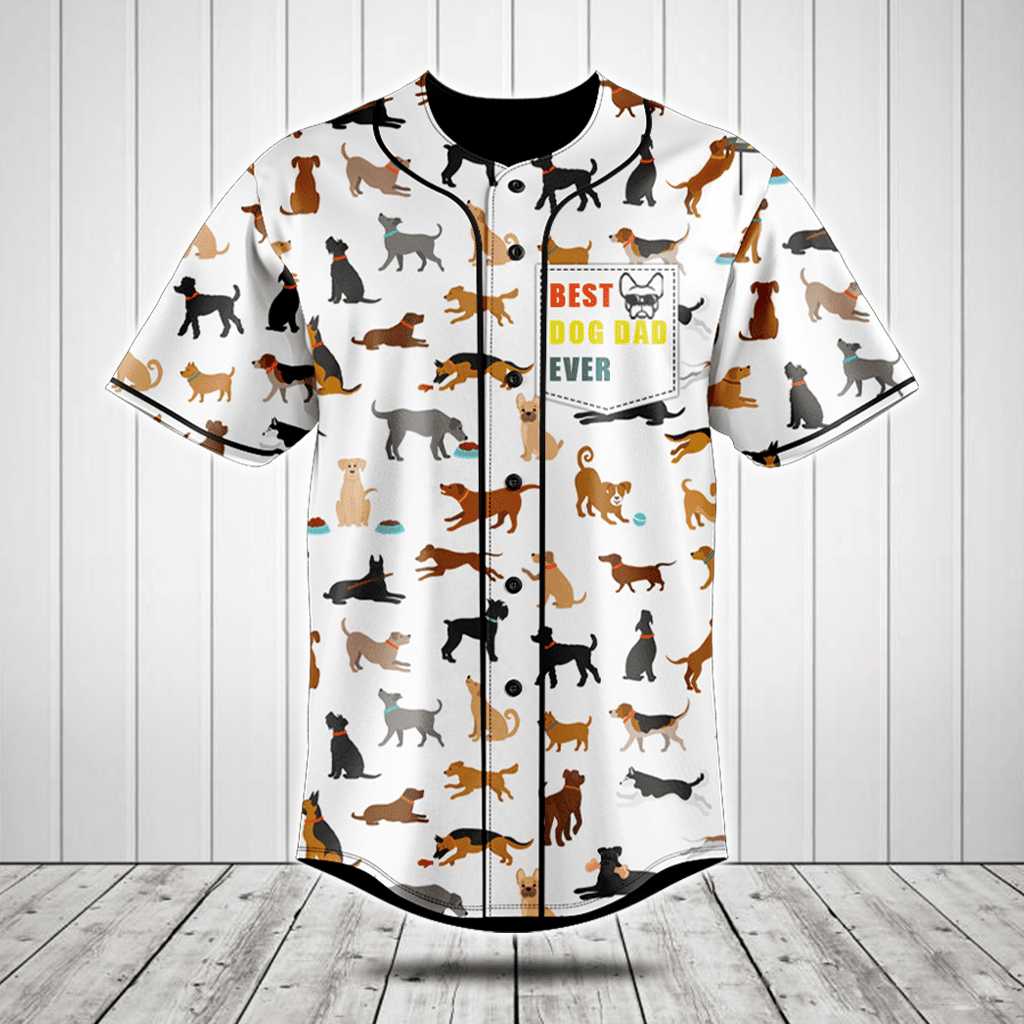 Best Dog Dad Ever Dogs Pattern Baseball Jersey Shirt