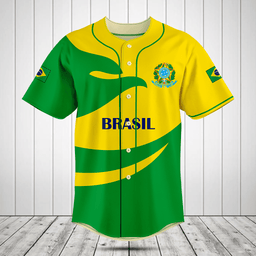 Brasil Flag Fire Style Baseball Jersey Shirt