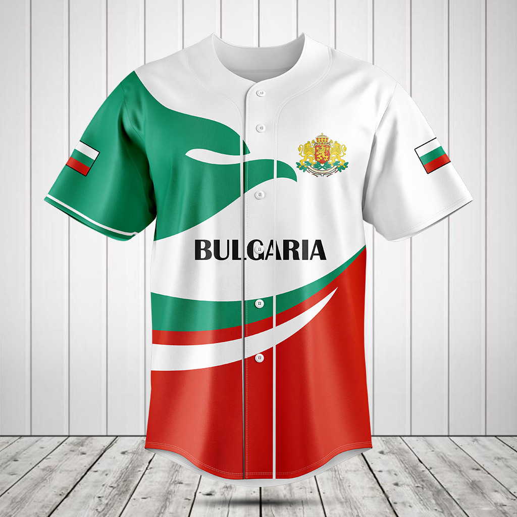 Bulgaria Flag Fire Style Baseball Jersey Shirt