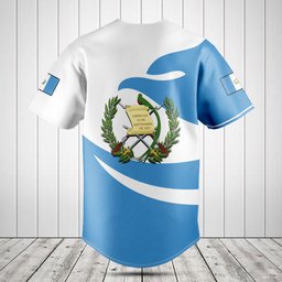 Guatemala Flag Fire Style Baseball Jersey Shirt