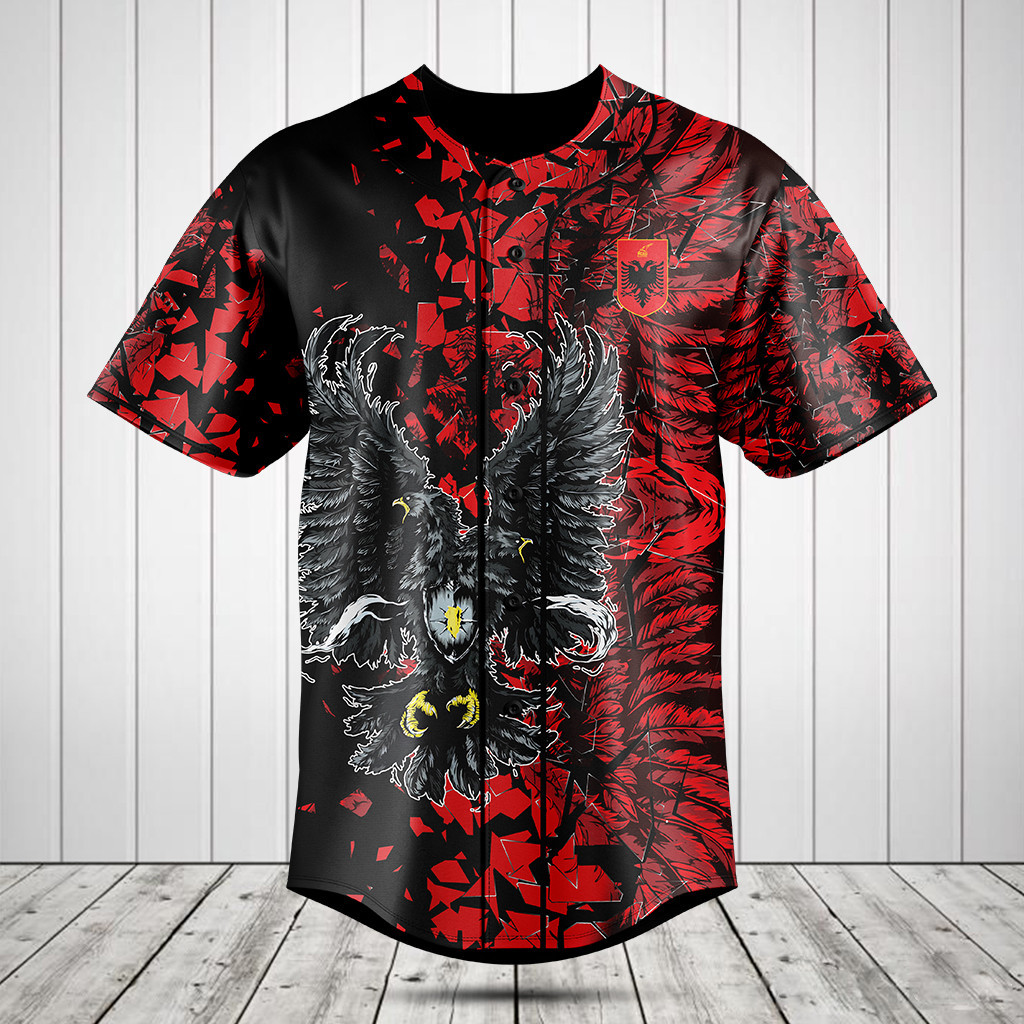 Albania Eagle Glass 3D Baseball Jersey Shirt