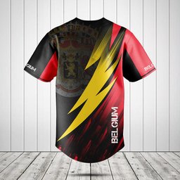 Belgium Coat Of Arms Fire Style Baseball Jersey Shirt