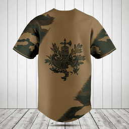 France Coat Of Arms Camo Baseball Jersey Shirt