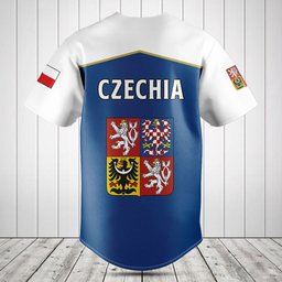 Czechia Coat of Arms Flag White Baseball Jersey Shirt