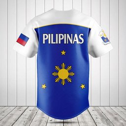 Philippines Pilipinas Coat of Arms And Flag White Baseball Jersey Shirt