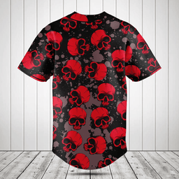 Red Skull Gothic Baseball Jersey Shirt