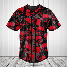 Red Skull Gothic Baseball Jersey Shirt
