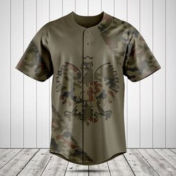 Poland Coat Of Arms Camo Baseball Jersey Shirt