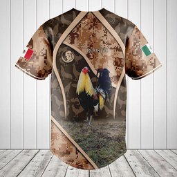 Mexico Rooster Desert Digital Camo Baseball Jersey Shirt
