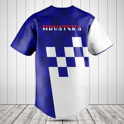 Croatia Pattern Blue And White Baseball Jersey Shirt
