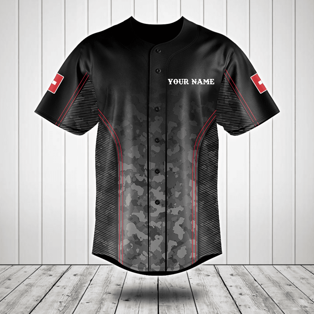 Customize Switzerland Camo Motto Baseball Jersey Shirt