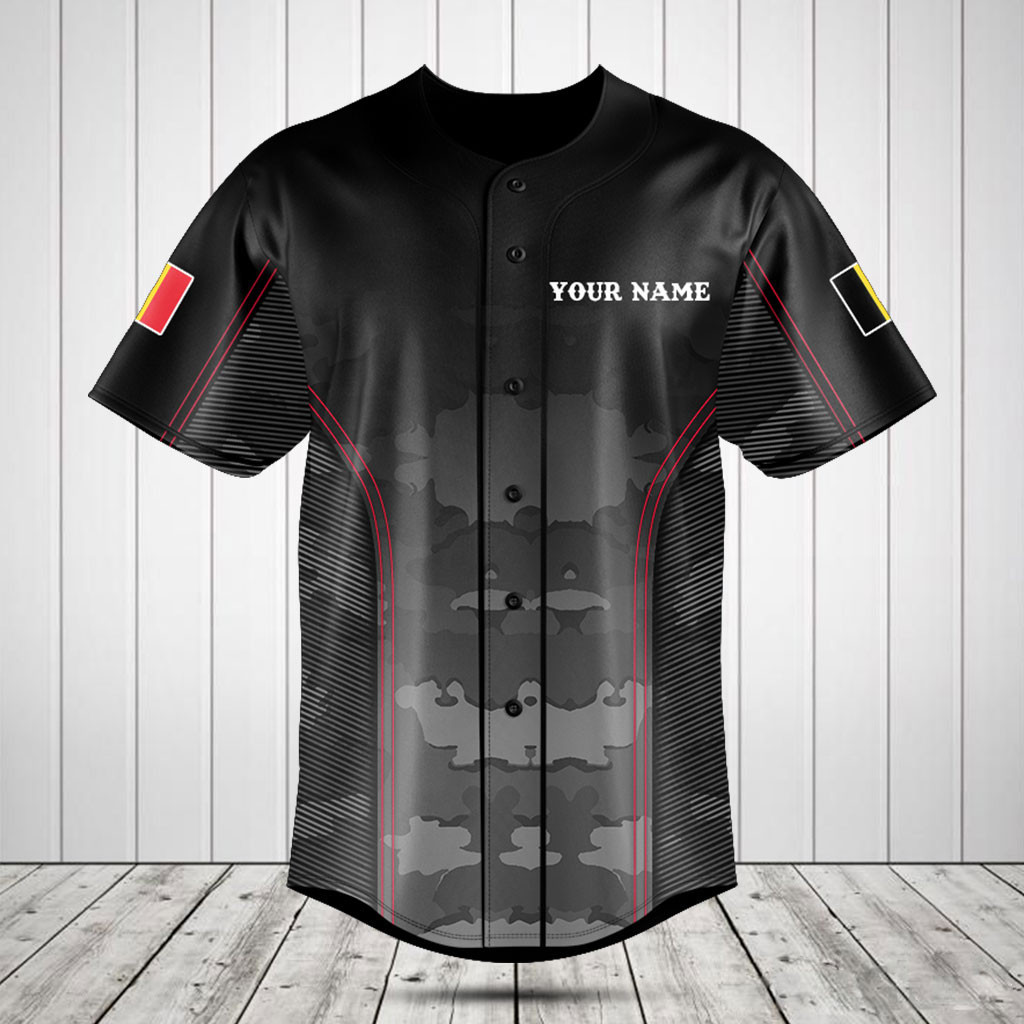 Customize Belgium Camo Motto Baseball Jersey Shirt
