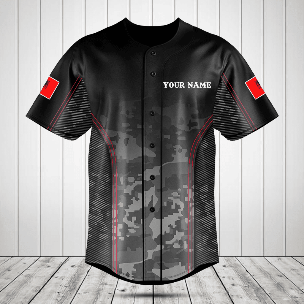 Customize Albania Camo Motto Baseball Jersey Shirt