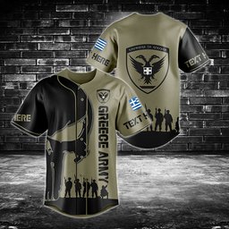 Customize Greece Army Veteran Baseball Jersey Shirt