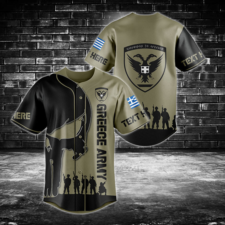 Customize Greece Army Veteran Baseball Jersey Shirt