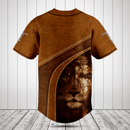 Customize Lion Cross Leather 3D Baseball Jersey Shirt