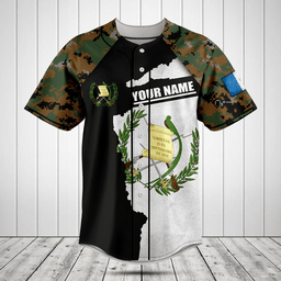 Customize Guatemala Coat Of Arms Camouflage Baseball Jersey Shirt