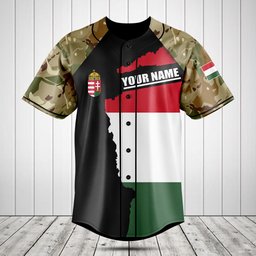 Customize Hungary Coat Of Arms Camouflage Baseball Jersey Shirt