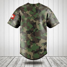 Customize Switzerland Coat Of Arms Camouflage Baseball Jersey Shirt
