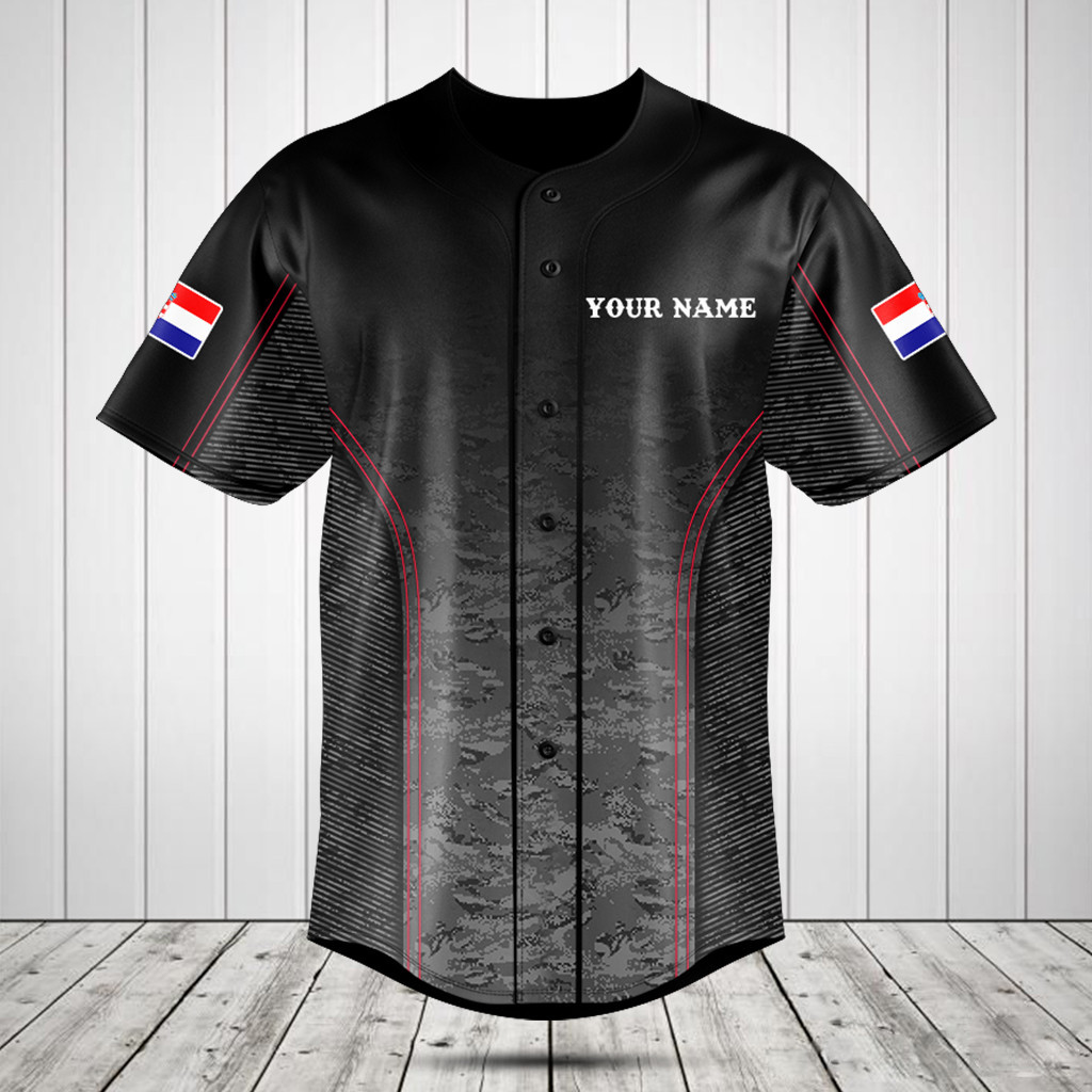 Customize Croatia Camo Anthem Baseball Jersey Shirt