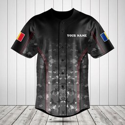 Customize Romania Camo Anthem Baseball Jersey Shirt