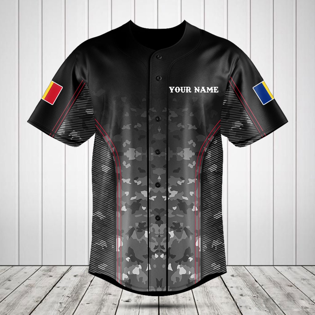 Customize Romania Camo Anthem Baseball Jersey Shirt