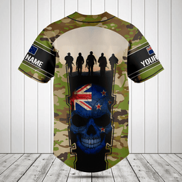 Customize New Zealand 3D Skull Flag Camouflage Baseball Jersey Shirt