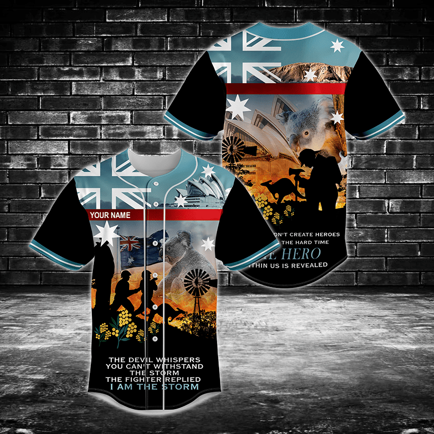 Customize Australia Firefighter Baseball Jersey Shirt