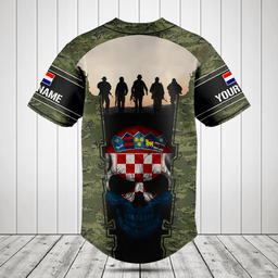 Customize Croatia 3D Skull Flag Camouflage Baseball Jersey Shirt