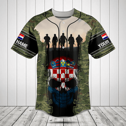 Customize Croatia 3D Skull Flag Camouflage Baseball Jersey Shirt