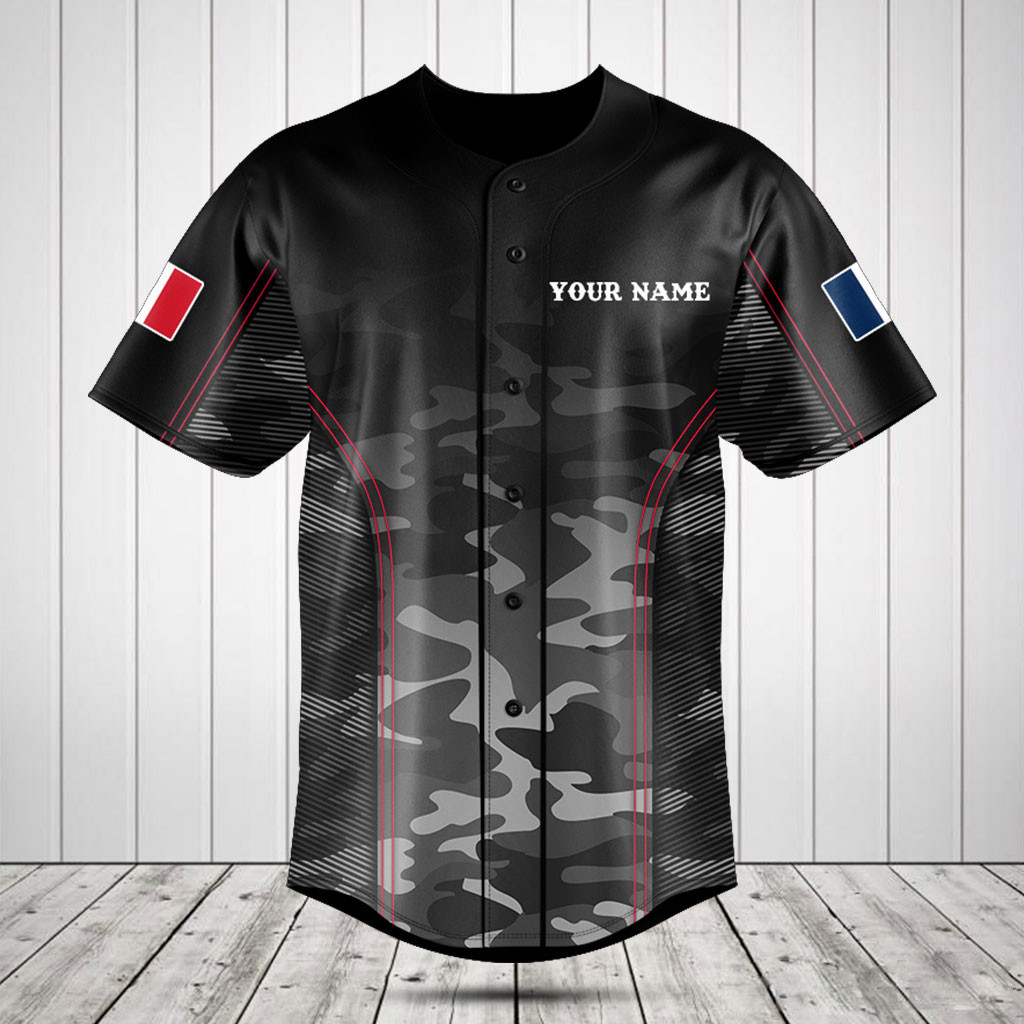 Customize France Camo Motto Baseball Jersey Shirt
