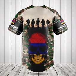Customize Armenia 3D Skull Flag Camouflage Baseball Jersey Shirt