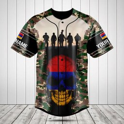 Customize Armenia 3D Skull Flag Camouflage Baseball Jersey Shirt