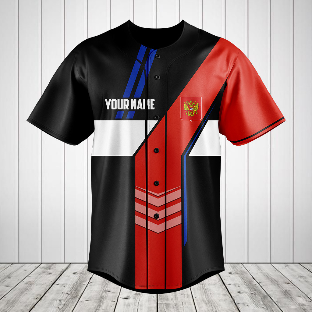 Customize Russia Flag Speed Style Baseball Jersey Shirt