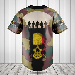 Customize Belgium 3D Skull Flag Camouflage Baseball Jersey Shirt