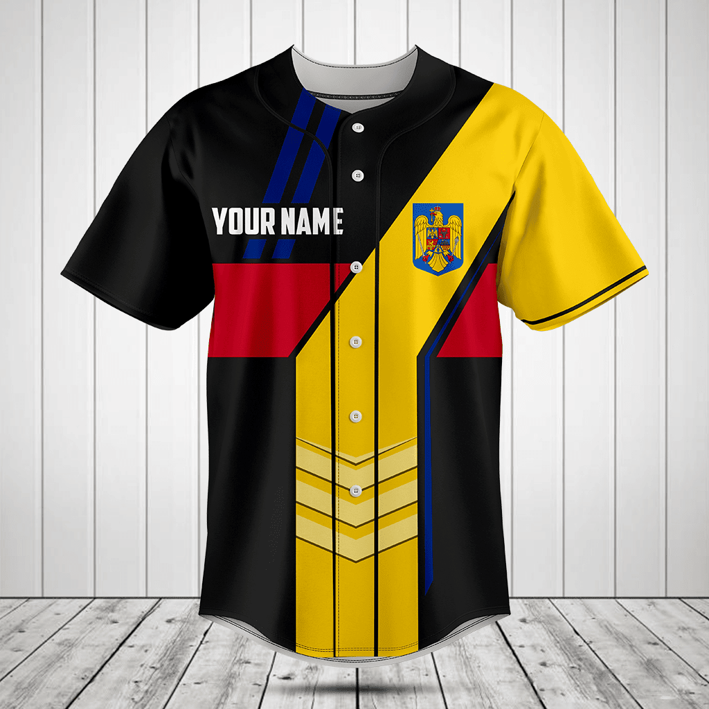 Customize Romania Flag Speed Style Baseball Jersey Shirt