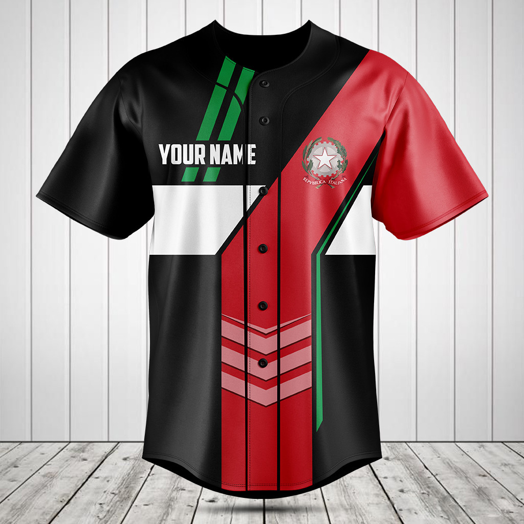 Customize Italy Flag Speed Style Baseball Jersey Shirt