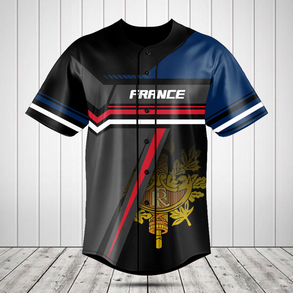 Customize France Coat Of Arms 3D Baseball Jersey Shirt