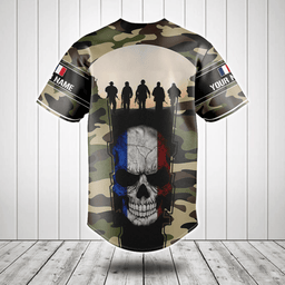 Customize France 3D Skull Flag Camouflage Baseball Jersey Shirt