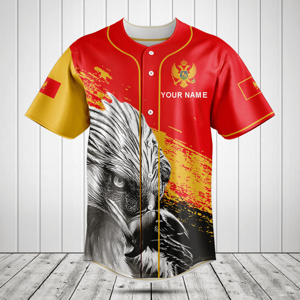 Customize Montenegro Coat Of Arms Eagle Baseball Jersey Shirt