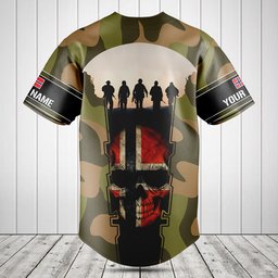 Customize Norway 3D Skull Flag Camouflage Baseball Jersey Shirt
