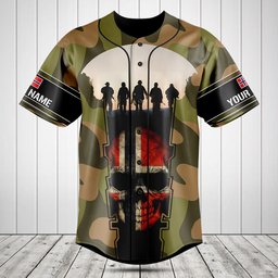 Customize Norway 3D Skull Flag Camouflage Baseball Jersey Shirt